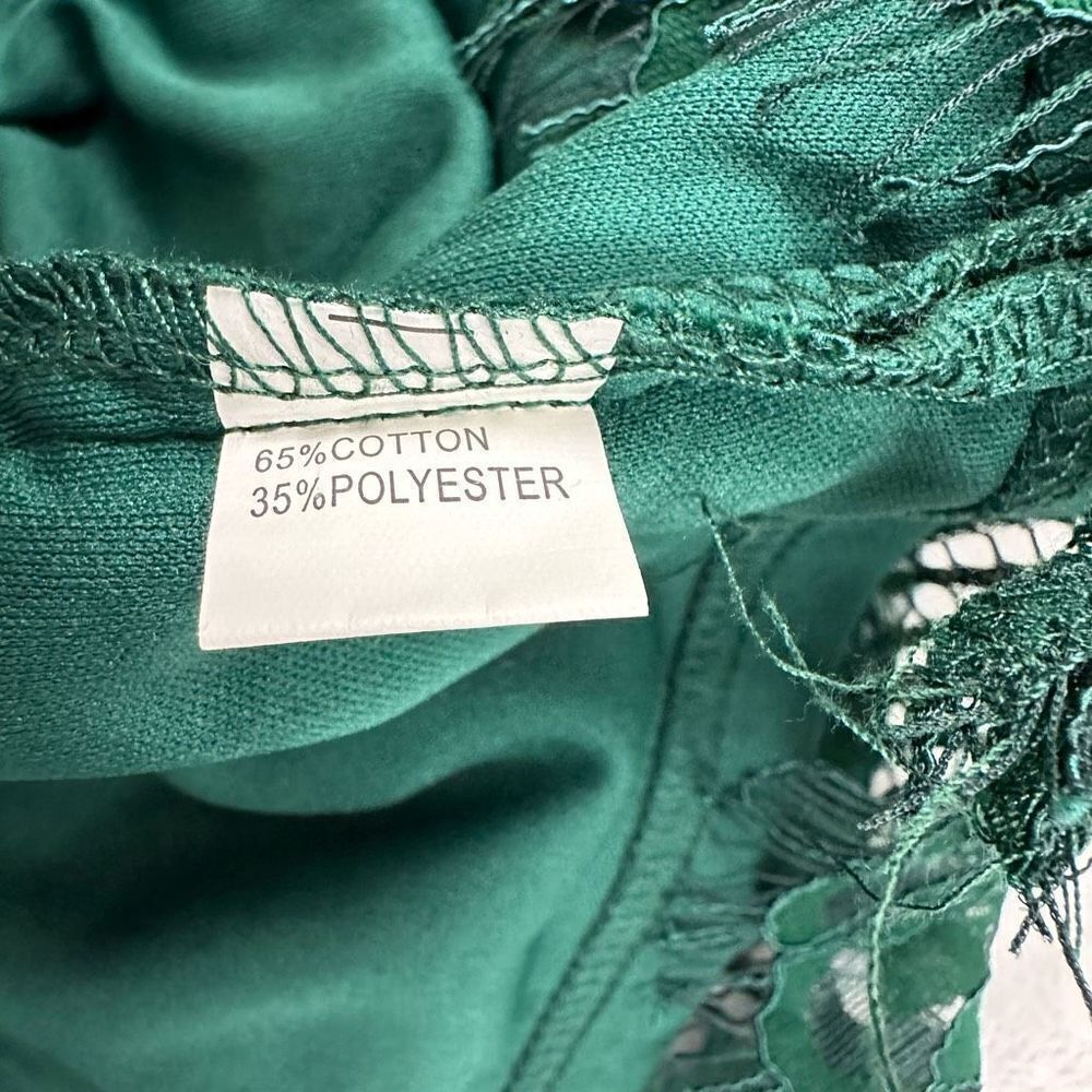 Aooksmery Women's Size M Lace Mini Dress‎ Emerald Green Tie Back New - Picture 12 of 15